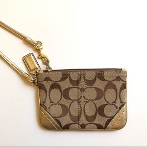 Classic COACH Wristlet - Gold Jacquard